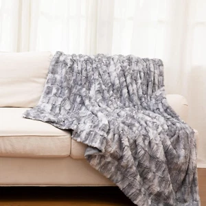 Decorative Faux Fur Throw Blankets for Couch, Beds, Bedroom and Living Room – Lu - Picture 1 of 6