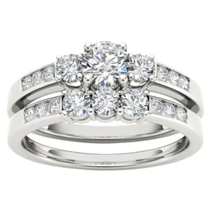 14K White Gold 1 Ct Diamond Anniversary Engagement Ring Size 8 Bridal set - Picture 1 of 4