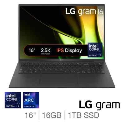 LG Gram Laptop Lightweight Ultra 7 16GB RAM 1TB SSD 16 Inch 16Z90S-G.AA78A1 VAT - Image 1 of 4