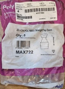 5 Nr. PolyMax 22 mm x 3/4" gerade Hahnverbinder MAX722 - Bild 1 von 2