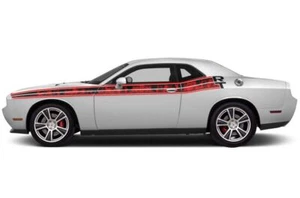 RT Stripes Sides Graphics Decals for Dodge Challenger 08-14 RED FLAMES - Foto 1 di 2