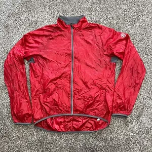Novara Stowable Rain Jacket Mens Large Red Cycling Ultra Lightweight Full Zip - Picture 1 of 9