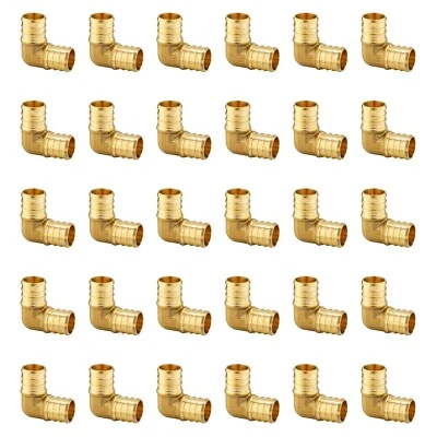 EFIELD 30PCS 3/4" x 3/4" 90 Degree Elbow Pex Brab Crimp Brass Fittings,No Lead