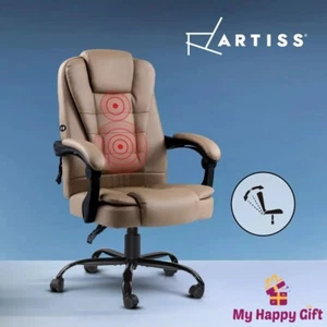 Artiss Massage Office Chair PU Leather Recliner Computer Gaming Chairs Espresso - Picture 1 of 10