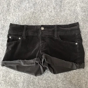 Y2K Shorts Juniors 3 Corduroy Black Grunge Goth Cowgirl Rave Low Rise Booty Boho - Picture 1 of 10