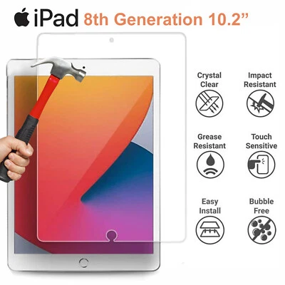 Full Tempered Glass Guard for Apple iPad 10.2'' 8 Gen 2020 2021 Screen Protector - Image 1 of 2