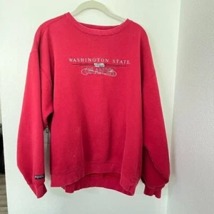 Jansport Crewneck Long Sleeve Vintage Red Washington State Grandpa Size Large - Picture 1 of 6
