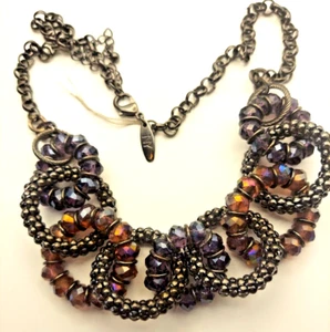 Collar grueso de cuentas negro y púrpura de Nueva York 22 in nuevo - Imagen 1 de 3