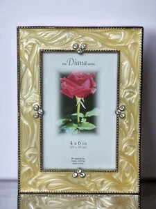 Diana Series 4x6 Picture Frame Gold Enamel Marbelized & Gem Rhinestones Photo - Picture 1 of 3