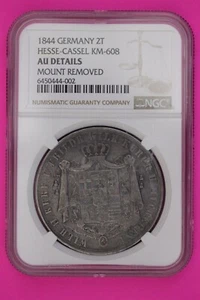 1844 Germany 2 Thaler Hesse-Cassel AU Details Mount Removed NGC Slab 1093 - Picture 1 of 4