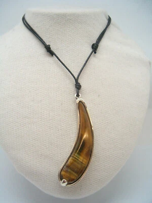 Ciondolo in ARGENTO 925 con OCCHIO DI TIGRE naturale - pendente pietra dura - - Immagine 1 di 4