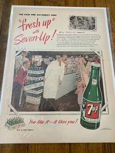 Vintage 1950 7 Up The Case For All Family Fun Family In Grocery Store ad - Picture 1 of 1