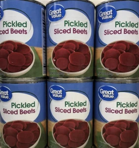 6 CANS Great Value Pickled Sliced Beets 15oz Can Vegetable Salad vibrant red POP - Picture 1 of 6