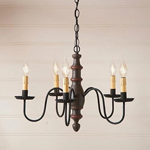 Classic Primitive 5 arms Light Country Inn Wood Chandelier In Americana Espresso - Image 1 of 1