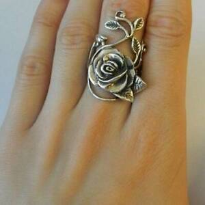 Fashion 925 Silver Rose Flower Rings Women Party Jewelry Gift Rings Lot Size5-10