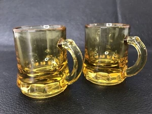 Vintage Miniature Beer Mug Shot Glass Amber Federal Glass Toothpick Holder Lot/2 - Picture 1 of 6