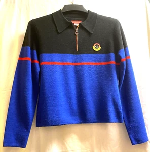 Union Bay Blue Top 100% Acrylic Nice Design Long Sleeves Collared Size M ExcCond - Picture 1 of 4