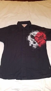 Fender Mens Large Uniform Shirt Black Eagle, Skull and Guitars Short Sleeve EUC  - Picture 1 of 10