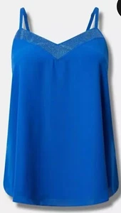 Torrid Blue Sophie Chiffon Sequin V-Neck Swing Cami Size 1 “NEW” - Picture 1 of 5