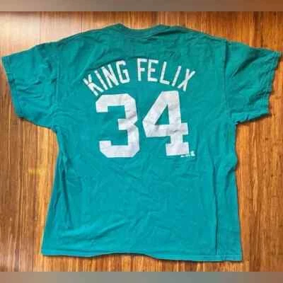 Camiseta de béisbol Teal King Felix Mariners #34 Seattle Foto 1 de 3