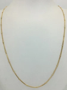 18" 18K Yellow Gold 0.5mm Bead Chain Necklace Spring Ring Closure (AP1139313) - Picture 1 of 5