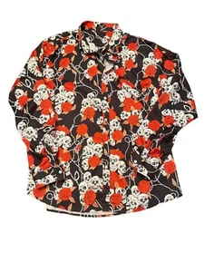 Camisa Coofandy Para Hombres Estampado Floral Calavera Abotonada XXL Día de Muertos Halloween - Imagen 1 de 6