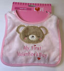 Baby Girl “My First Valentine’s Day” Soft Pink Baby Bear Bib. NWT