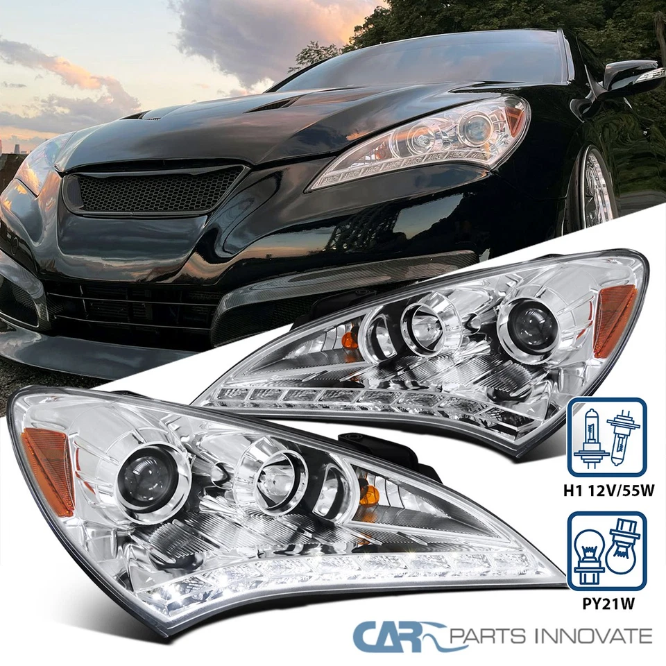 Fits 10-12 Hyundai Genesis 2Dr Coupe LED Strip Projector Headlights Head Lamps Foto 1 de 4
