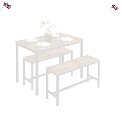 Industrial Dining Set 4 with 2 Benches - Space-Saving Rustic Style - Image 1 of 4