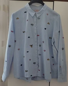 zauberhafte Bluse Lieblingsstück Gr. 44 Hellblau Bestickt Tipptopp - Bild 1 von 7
