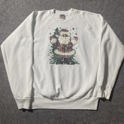 Suéter Vintage Power Sweats Navidad Papá Noel Para Hombre XL Secuencia Hecho en EE. UU. Foto 1 de 4