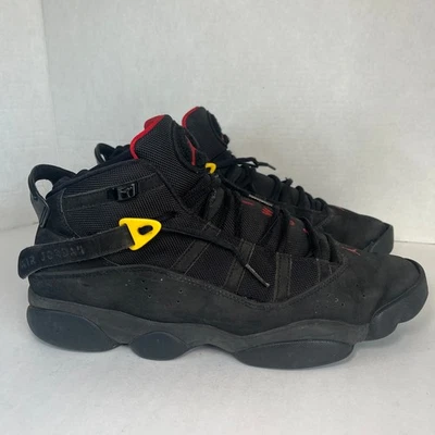Zapatos de baloncesto Nike Air Jordan 6 anillos negros rojos azufre para hombre talla 13 Foto 1 de 4
