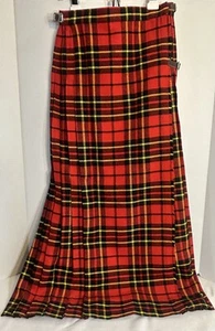 Falda escocesa de lana Courtelle vintage para mujer roja, negra y amarilla - Imagen 1 de 10