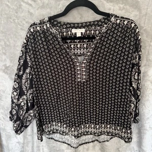 Blusa Campesina Knox Rosa Negra Boho Estampado Floral Top Manga 3/4 Túnica Casa de Campo - Imagen 1 de 7