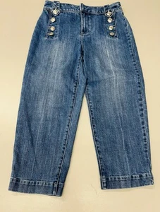 Pantalones de mezclilla Talbots para mujer talla 2P pierna ancha lavado marino botones marineros - Imagen 1 de 7
