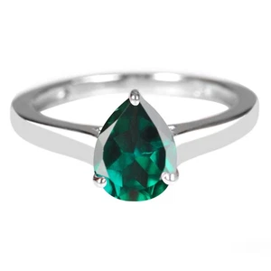 1.20Ct Pear Cut 100% Natural Zambian Emerald Ring In Solid 14KT White Gold - Picture 1 of 1