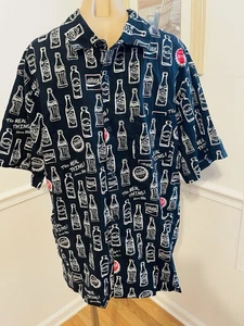 EXC Vintage 90's COCA COLA Short Sleeve Button Down Hawaiian Camp Shirt Sz L - Picture 1 of 7