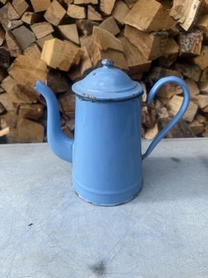 Vintage French Blue Enamel Kettle Tea Pot Teapot - Image 1 of 4
