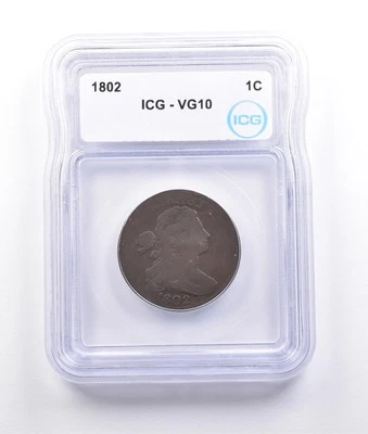 1802 Draped Bust Large Cent VG10 ICG PQ *6985 - Image 1 of 3