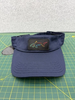 Грег Норман синий солнцезащитный козырек с вышитым логотипом акулы - кепка для гольфа новый! - Изображение 1 из 4