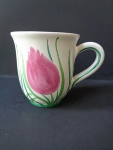 STARBUCKS Barista 2003 Cermaic Hand Painted Pink Tulip 16 FL OZ Cup FROM  ITALY - Picture 1 of 8