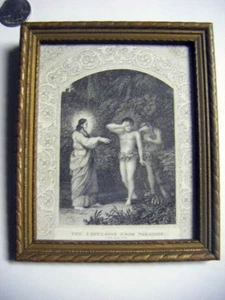 antique engraving "The Expulsion from Paradise" Framed - Picture 1 of 1