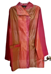 Chaqueta impermeable corta a cuadros MYCRA PAC 2 M L roja rosa naranja corta corta corta cortavientos como nueva - Imagen 1 de 5