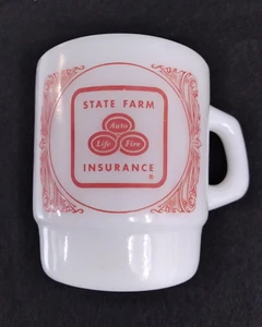 Vintage Fire King State Farm Insurance Mug Milk Glass 8 oz - Picture 1 of 7
