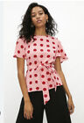 Coast Polka Dot Tie Waist Printed Blouse Top In Pink Crepe. UK 8. BNWT RRP £45.