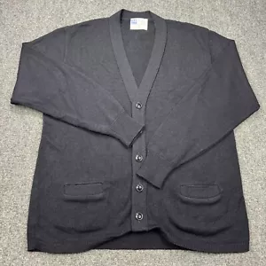Vintage Royal Park Sweater Mens Medium Black Button Up Cardigan Pockets V Neck - Picture 1 of 15