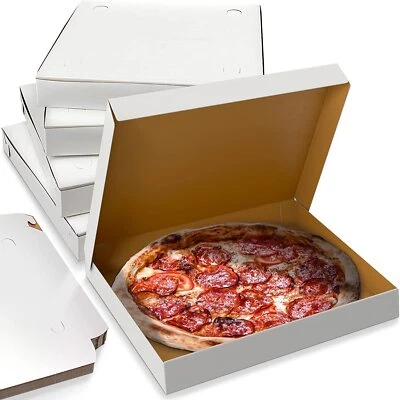 MT Products Thin White Pizza Boxes Clay Coated - 10"  x 10" x 1.5" (Pack of 20) - Image 1 of 4