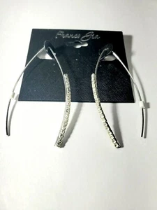 Pendientes Franco Gia enchapados en plata orugas circonitas cúbicas 2,25 pulgadas nuevos - Imagen 1 de 2