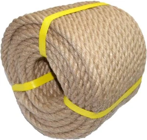 100% Natural Hemp Rope Twisted Strong Jute Rope 100 Feet 4 Ply Hemp All Purpose - Picture 1 of 6