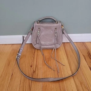 Rebecca Minkoff Grey Vanity Large Saddle Bag Handbag Purse Crossbody - Picture 1 of 5